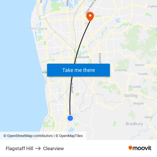 Flagstaff Hill to Clearview map