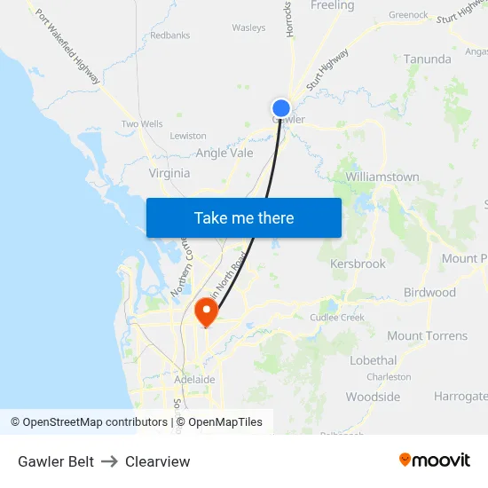 Gawler Belt to Clearview map