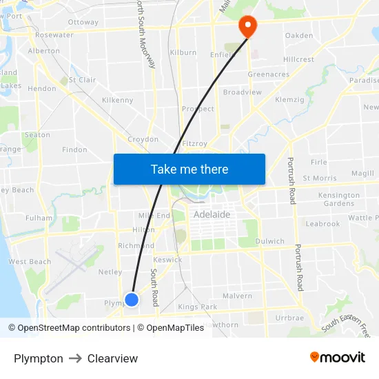 Plympton to Clearview map