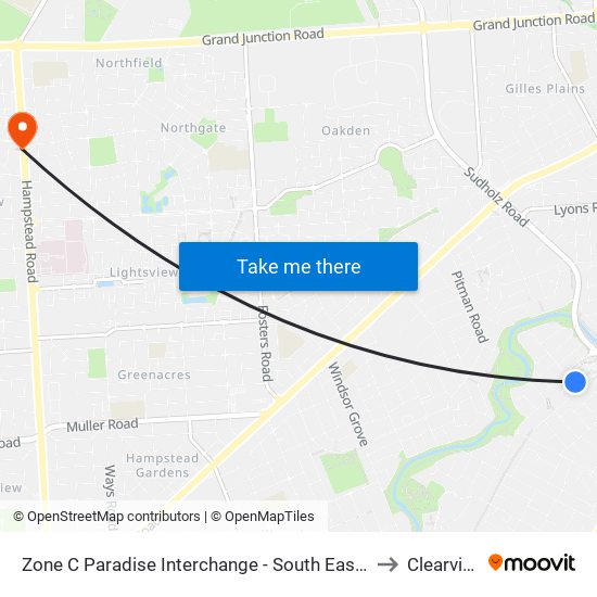 Zone C Paradise Interchange - South East side to Clearview map