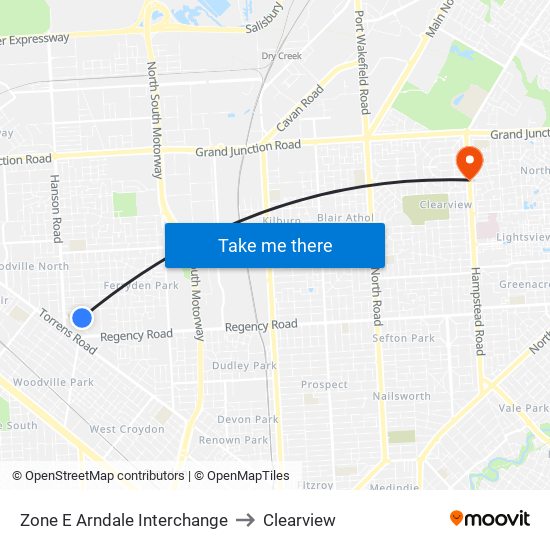 Zone E Arndale Interchange to Clearview map