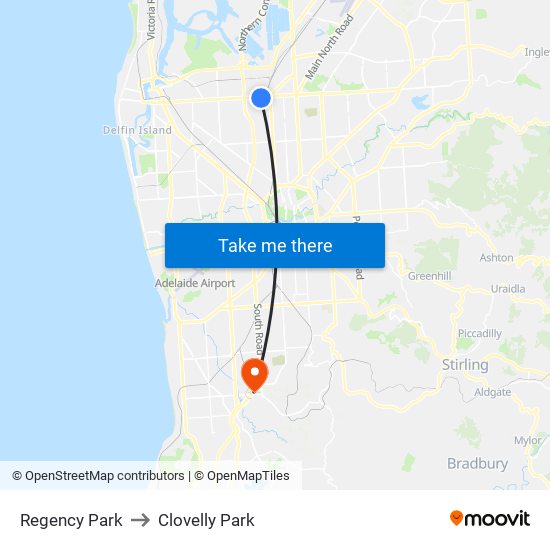 Regency Park to Clovelly Park map