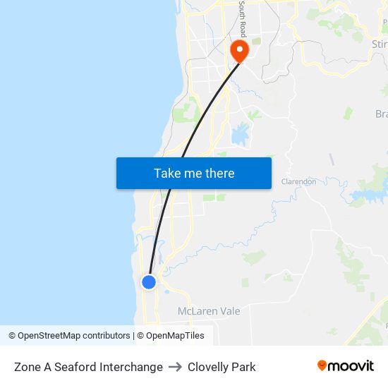 Zone A Seaford Interchange to Clovelly Park map