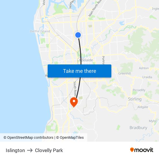 Islington to Clovelly Park map