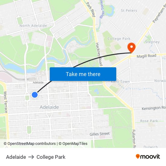 Adelaide to College Park map