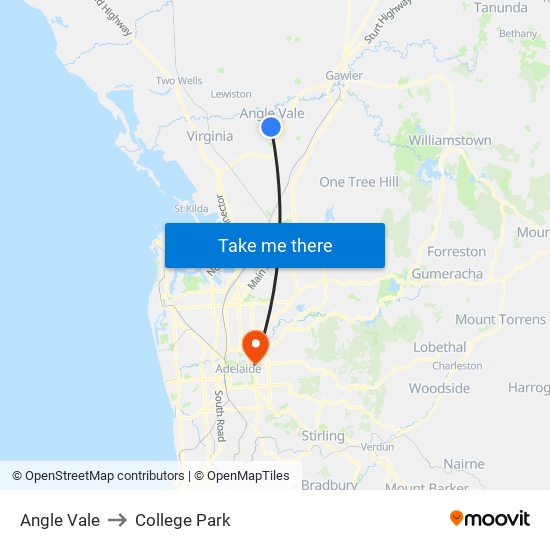 Angle Vale to College Park map