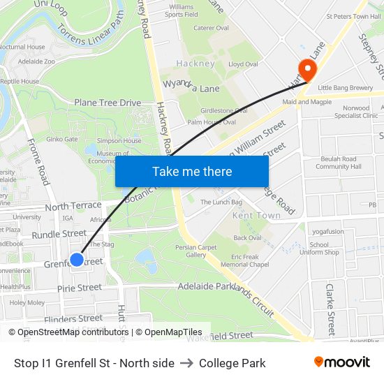 Stop I1 Grenfell St - North side to College Park map