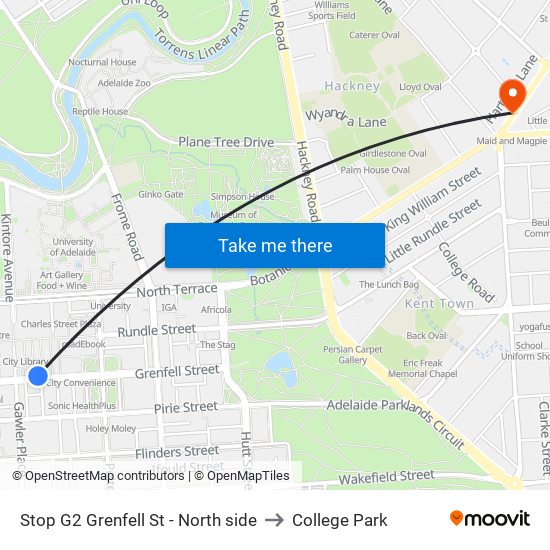 Stop G2 Grenfell St - North side to College Park map