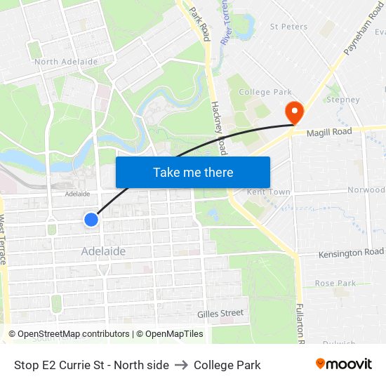 Stop E2 Currie St - North side to College Park map