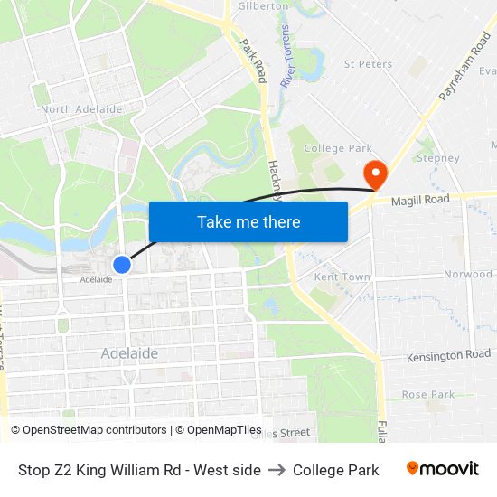 Stop Z2 King William Rd - West side to College Park map