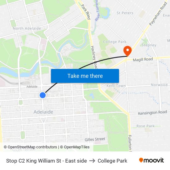 Stop C2 King William St - East side to College Park map