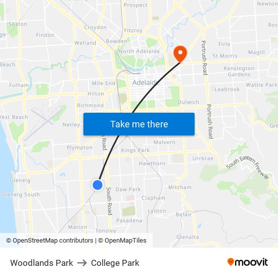 Woodlands Park to College Park map