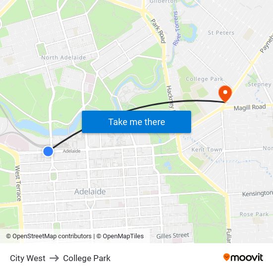 City West to College Park map