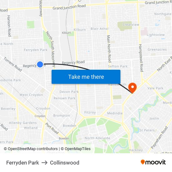 Ferryden Park to Collinswood map