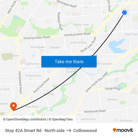 Stop 42A Smart Rd - North side to Collinswood map