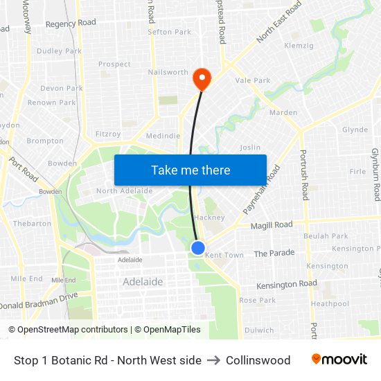 Stop 1 Botanic Rd - North West side to Collinswood map