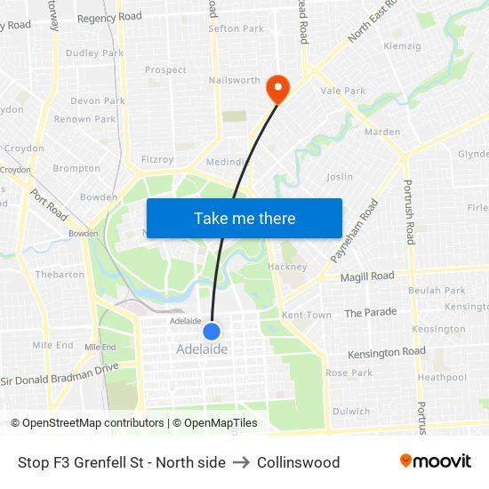 Stop F3 Grenfell St - North side to Collinswood map