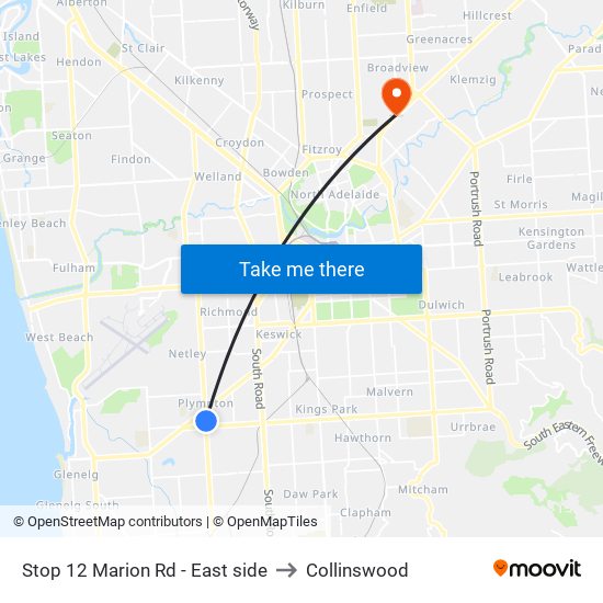 Stop 12 Marion Rd - East side to Collinswood map
