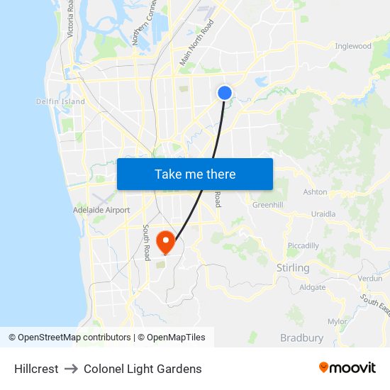 Hillcrest to Colonel Light Gardens map