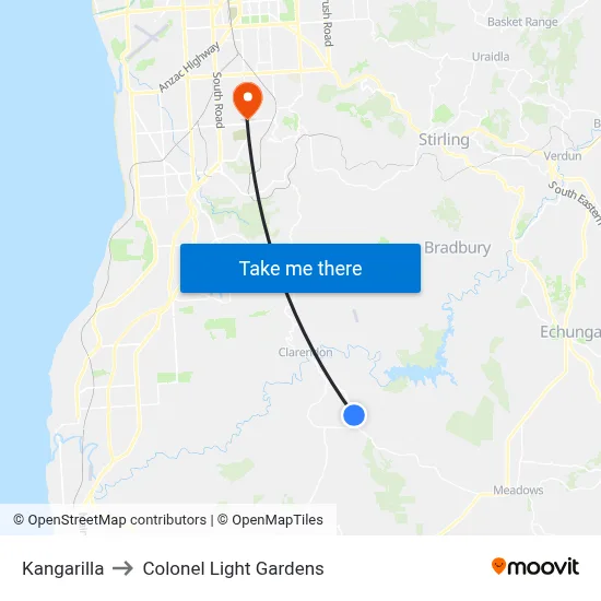 Kangarilla to Colonel Light Gardens map