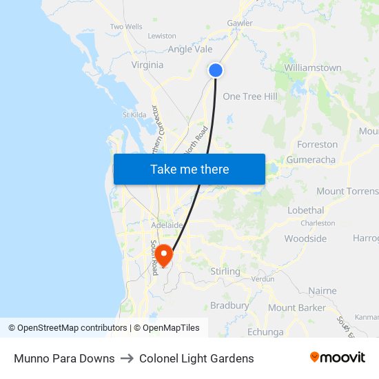 Munno Para Downs to Colonel Light Gardens map