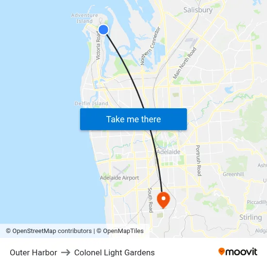 Outer Harbor to Colonel Light Gardens map