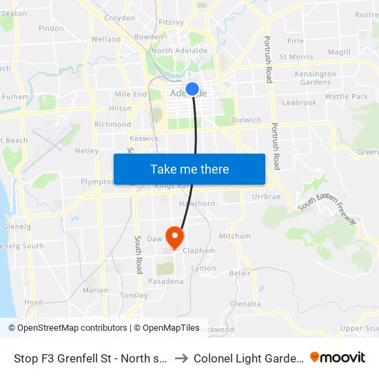 Stop F3 Grenfell St - North side to Colonel Light Gardens map
