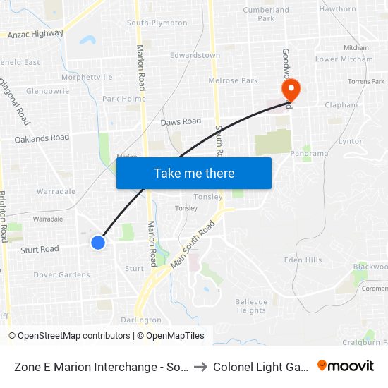Zone E Marion Interchange - South side to Colonel Light Gardens map