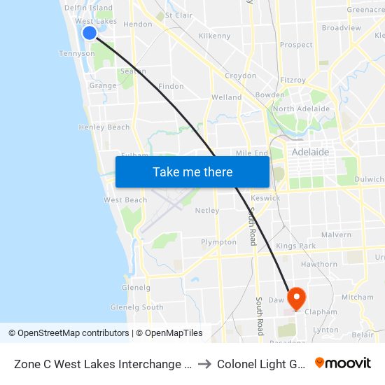 Zone C West Lakes Interchange - East side to Colonel Light Gardens map