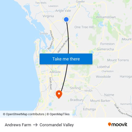 Andrews Farm to Coromandel Valley map