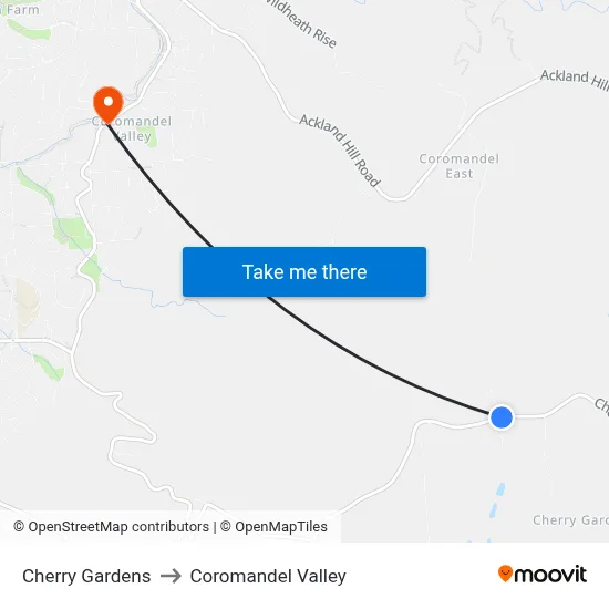 Cherry Gardens to Coromandel Valley map