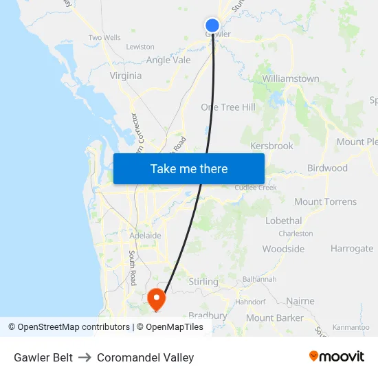 Gawler Belt to Coromandel Valley map