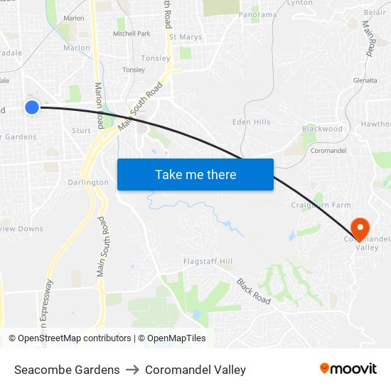 Seacombe Gardens to Coromandel Valley map