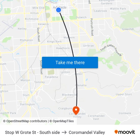 Stop W Grote St - South side to Coromandel Valley map