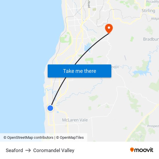 Seaford to Coromandel Valley map