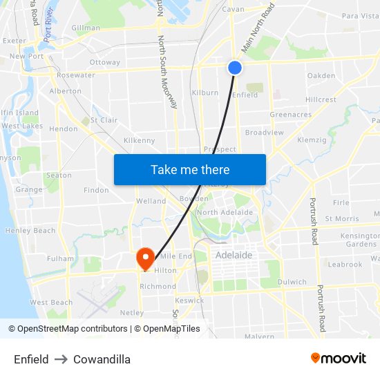 Enfield to Cowandilla map