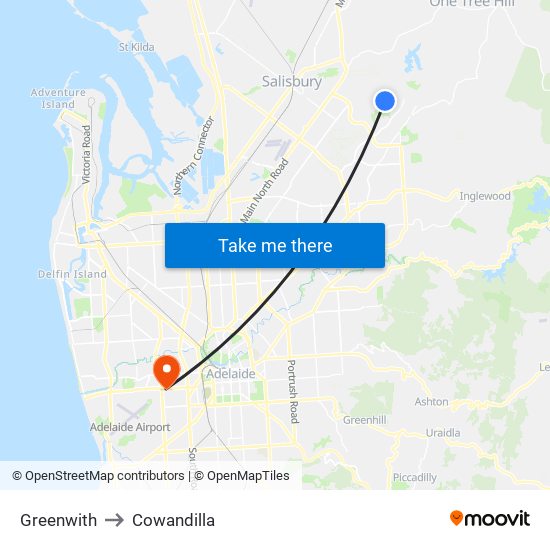 Greenwith to Cowandilla map