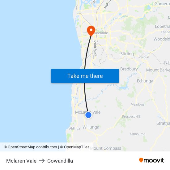 Mclaren Vale to Cowandilla map