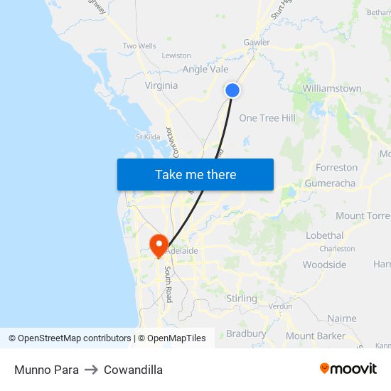 Munno Para to Cowandilla map