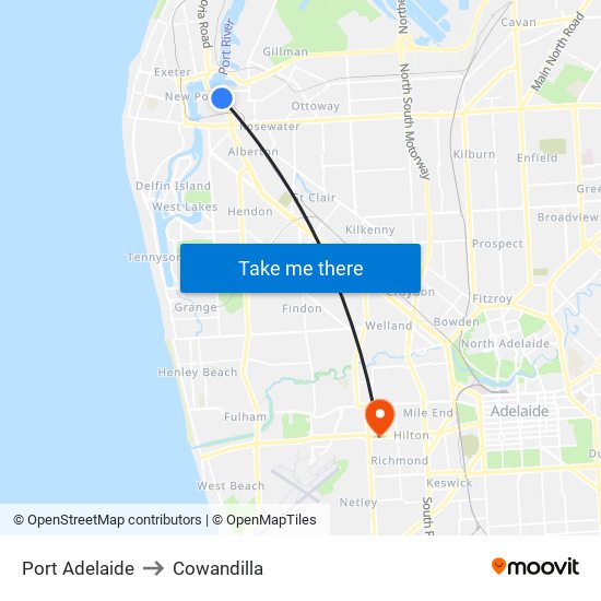 Port Adelaide to Cowandilla map