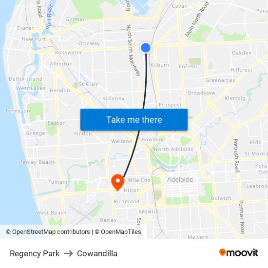 Regency Park to Cowandilla map