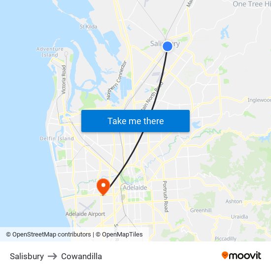 Salisbury to Cowandilla map