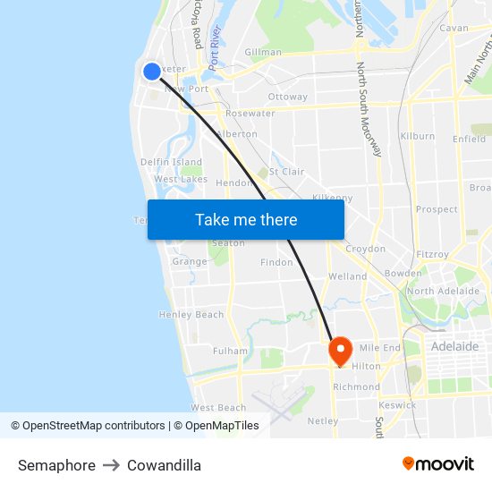 Semaphore to Cowandilla map