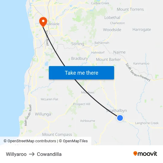 Willyaroo to Cowandilla map