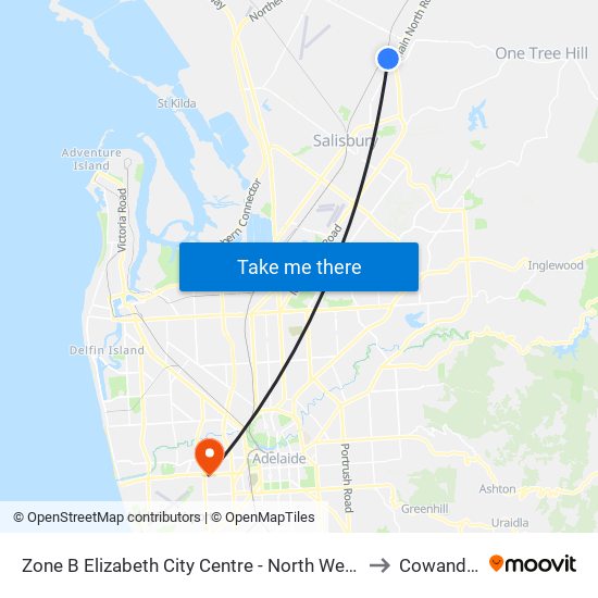 Zone B Elizabeth City Centre - North West side to Cowandilla map