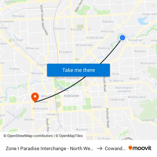 Zone I Paradise Interchange - North West side to Cowandilla map