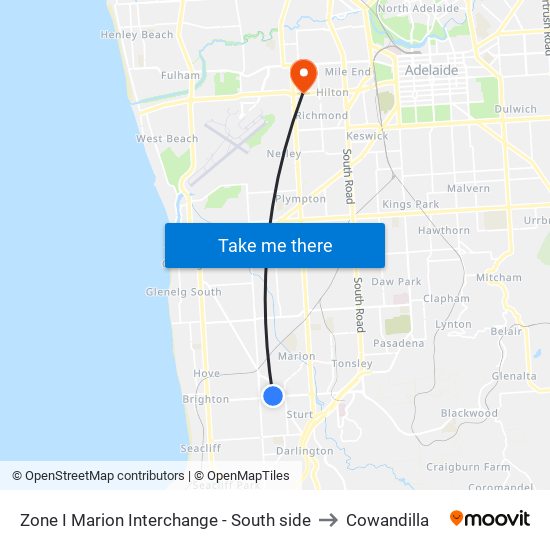 Zone I Marion Interchange - South side to Cowandilla map