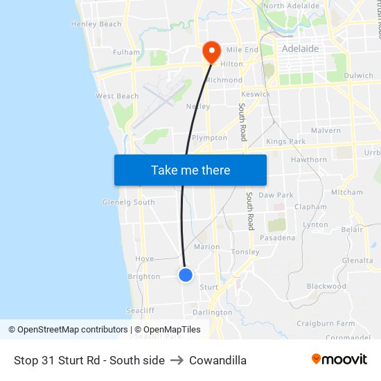 Stop 31 Sturt Rd - South side to Cowandilla map