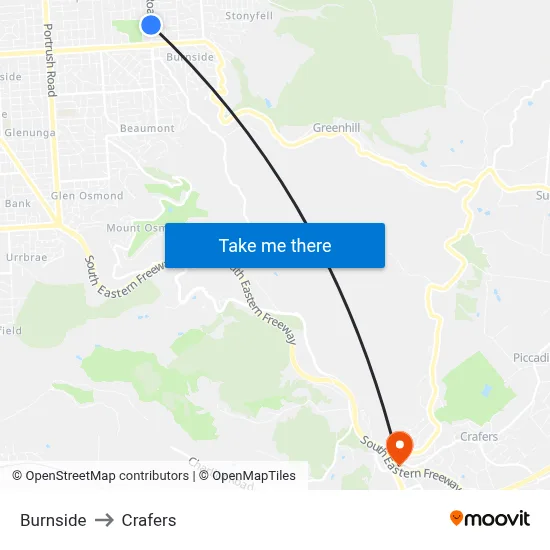 Burnside to Crafers map