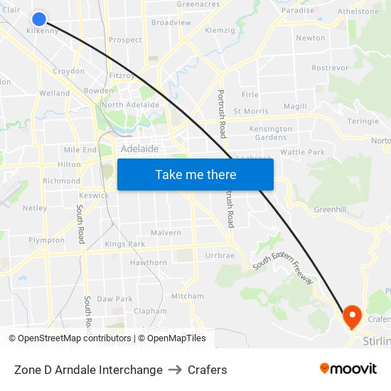 Zone D Arndale Interchange to Crafers map